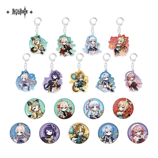 Genshin Impact Picnic Theme Series: Chibi Character Badge / Keychain