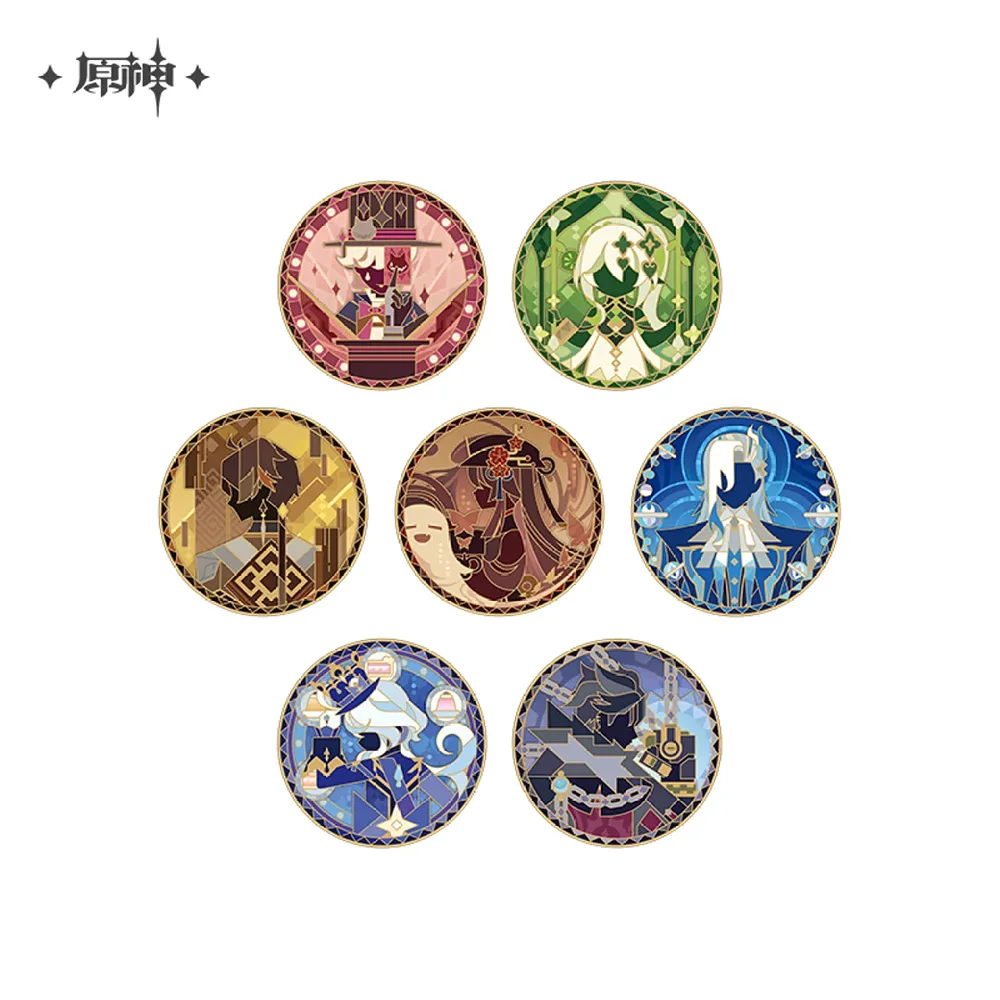 Genshin Impact Rainbow Invitation Series Rotating Metal Badge