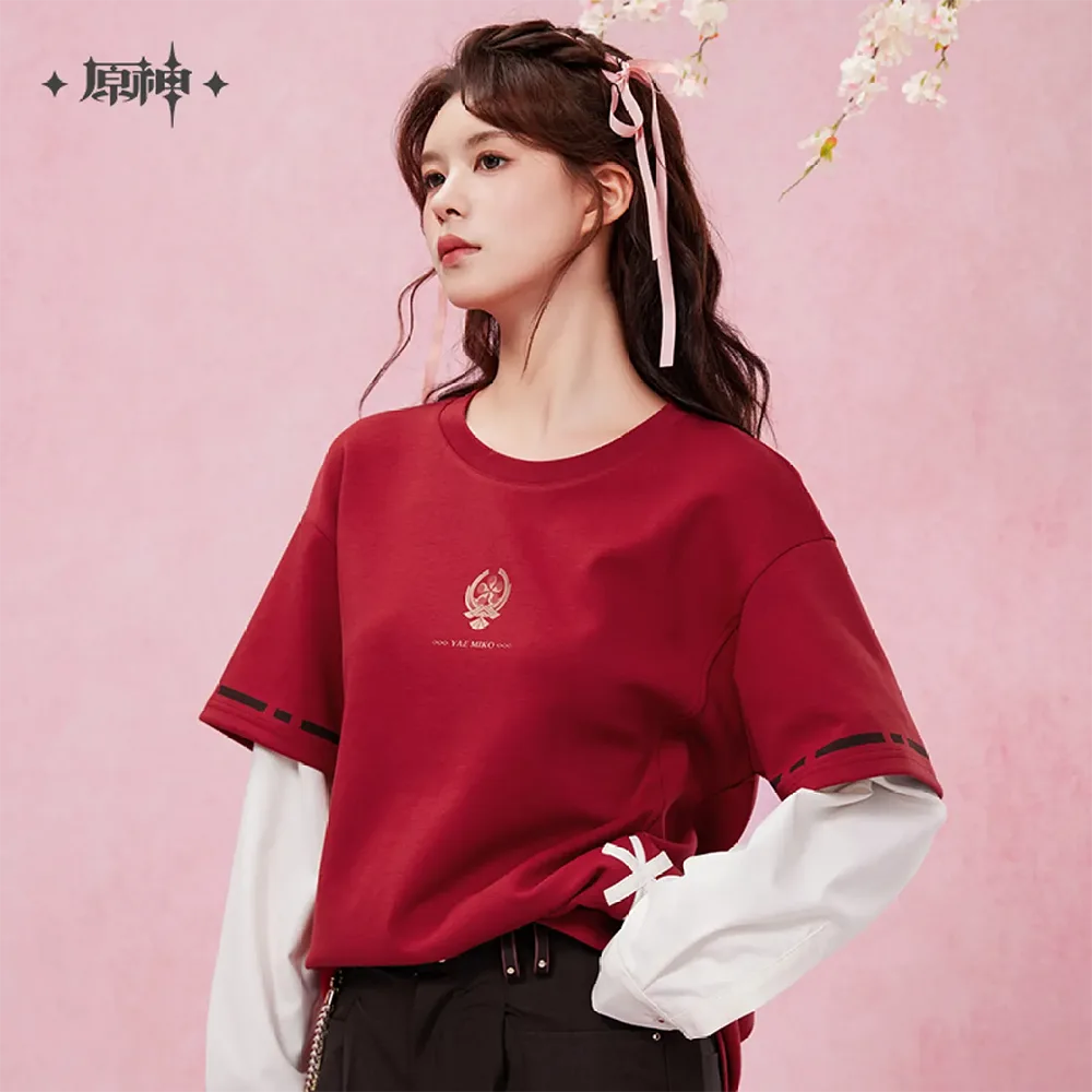 Genshin Impact Yae Miko Theme Impressions Series Patchwork Long-sleeve T-shirt